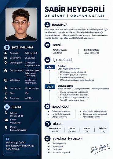 duş kabin ustası: Qəlyançı, 19 yaş, 3-5 illik təcrübə — 1