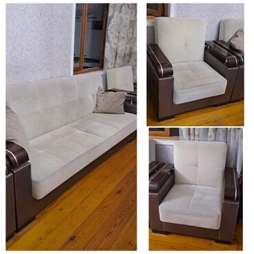 Ev üçün digər mebel: İşlənmiş, Divan, 2 kreslo, Bazalı, Açılan