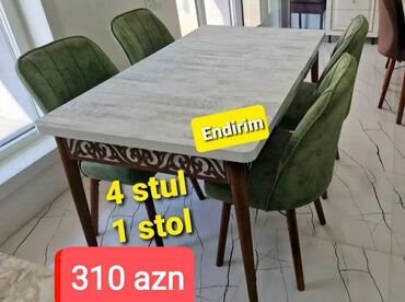 stol stul mebel: Dördbucaq masa, Mətbəx üçün, 4 nəfər, Açılan, Azərbaycan, Zəmanətli