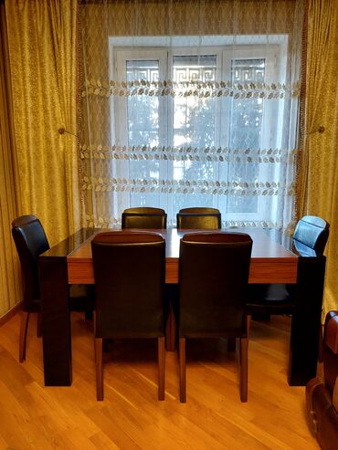 avanqard stol stul: Qonaq otağı üçün, İşlənmiş, Açılan, Dördbucaq masa, 6 stul