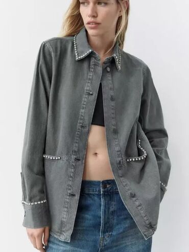 zara рубашки: Джинсовая куртка, Свободная модель, Осень-весна, M (EU 38), L (EU 40), XL (EU 42)