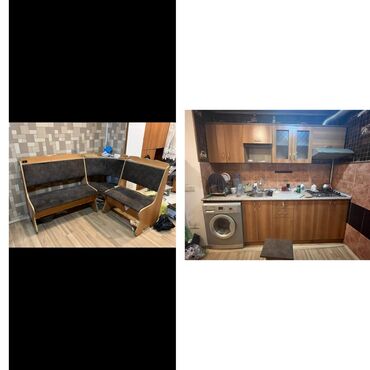 Mətbəx mebeli: Mətbəx mebeli və künc divani 130azn. Mətbəx mebeli yuxarı və aşağı