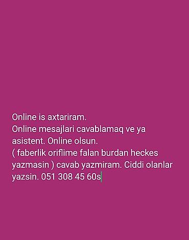 Onlayn iş xidməti – mesaj cavablandırma və assistent dəstəyi - Onlayn
