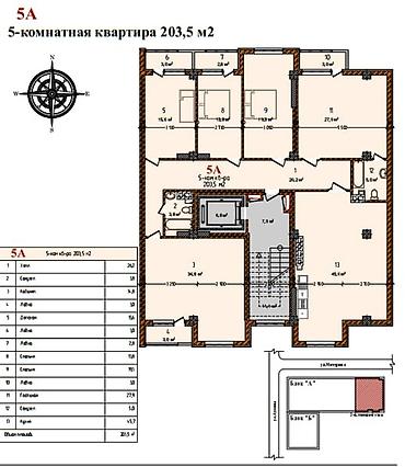 кемин 9: 5 комнат, 203 м², Элитка, 7 этаж, ПСО (под самоотделку) — 1