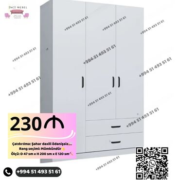 Dolablar: Yeni, Açılan, 4 qapılı Düz dolab, Qarderob, paltar dolabı, Azərbaycan — 23