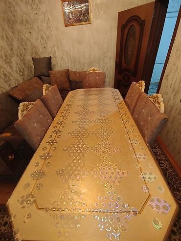 stol ve stullar: Qonaq otağı üçün, İşlənmiş, Açılmayan, Kvadrat masa, 6 stul — 2
