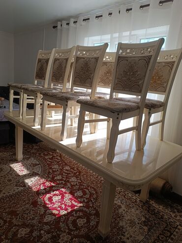 кухонная мебель рассрочка: Стол и стул для зала, Б/у, Платная доставка, цвет - Белый