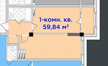 Продажа квартир: 1 комната, 59 м², Элитка, 2 этаж, ПСО (под самоотделку) — 5