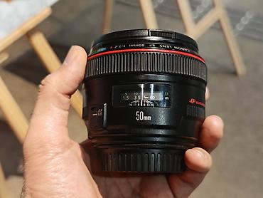 pult az: Canon EF 50mm f/1.2 L USM İlk sahibiyəm. Az işlətmişəm. Sony kamera — 1