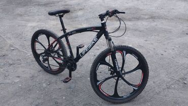 трехколесный велосипед с резиновыми колесами: Горный велосипед LIFEBIKE в черном цвете с красными и белыми
