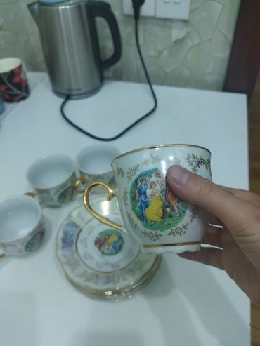 metbex ucun qab qacaq: Çay dəsti, rəng - Ağ, Farfor