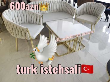 Masa və oturacaq dəstləri: Yeni, Mini-divan, 2 kreslo