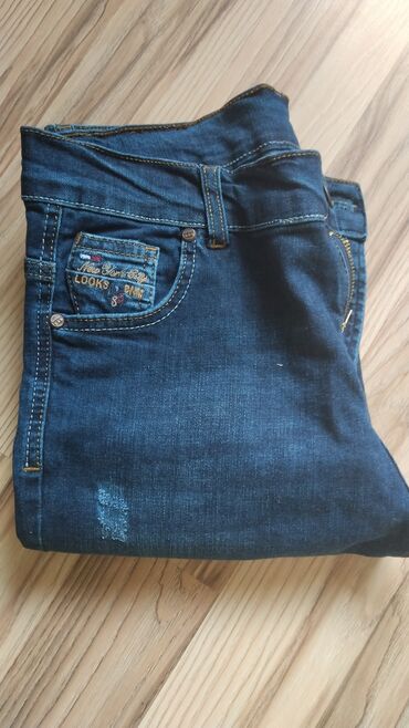 мужские джинсы на манжетах: Джинсы S (EU 36), M (EU 38), цвет - Синий