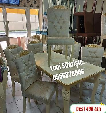 tek termolar: Qonaq otağı üçün, Yeni, Açılan, Dördbucaq masa, 6 stul — 6