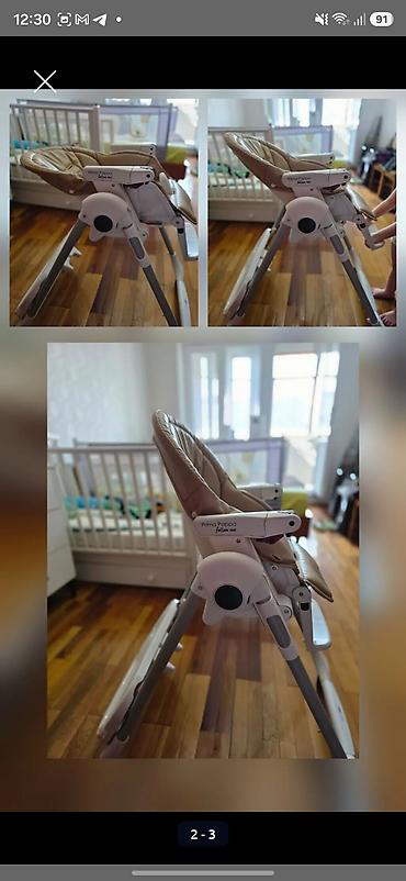 me: Стульчик для кормления, Б/у, Peg perego, Пластик, Трансформер, цвет - Бежевый — 2