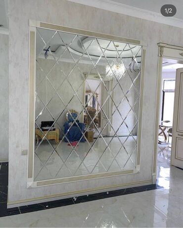gence ev qapilari: Güzgü Wall mirror, Kvadrat, Dekorativ