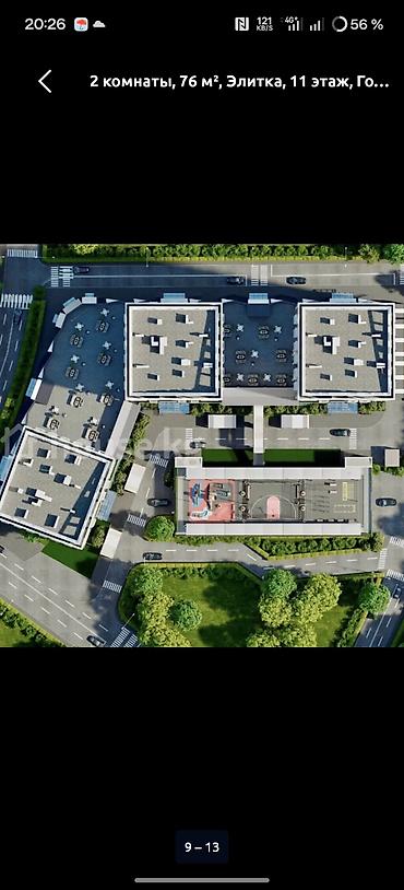 14: 2 комнаты, 56 м², Орто-Сай с. Элитка, 14 этаж, ПСО (под самоотделку) — 4