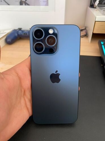 Apple iPhone: IPhone 15 Pro Max, Б/у, 256 ГБ, Sierra Blue, Зарядное устройство, Кабель, Коробка, 95 %