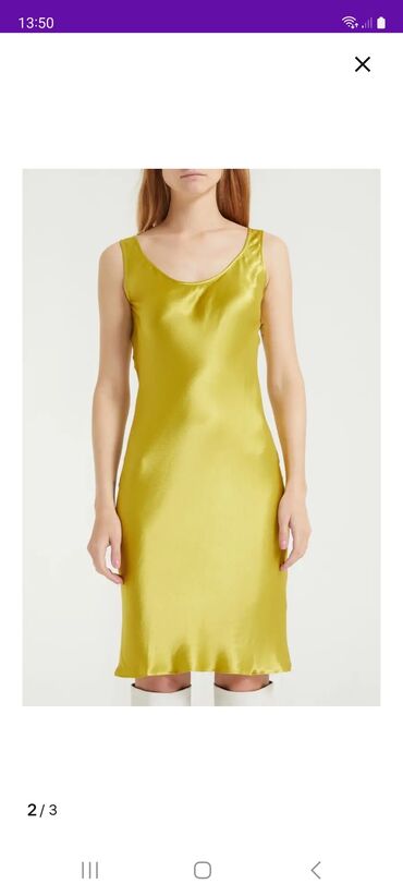 желтое вечернее платье: Кече көйнөгү, Коктейл, Кыска модель, Жеңдери жок, L (EU 40)