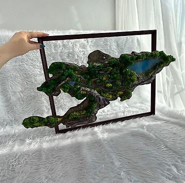 Декор и интерьер: Настенное панно Кыргызстан 🇰🇬 : 3D-ландшафт с подсветкой городов - — 7