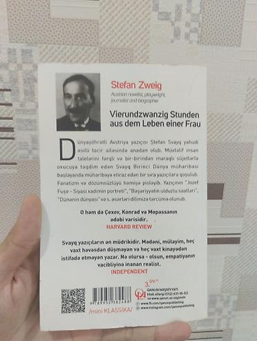 Bədii ədəbiyyat: Məhsul: Kitab – “Bir qadının həyatından 24 saat” Müəllif: Stefan Svayq — 2
