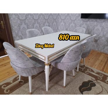 city: Qonaq otağı üçün, Yeni, Açılan, Dördbucaq masa, 6 stul, Azərbaycan