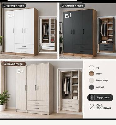 paltar iskafi: 3 qapılı paltar dolabı Rəng seçimləri: - Ağ + meşə - Antrasit + meşə — 1
