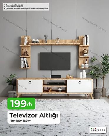 divarda kitab refi: Televizor altlığı və divar rəf dəsti Ölçülər: 40 × 180 × 180 sm — 1