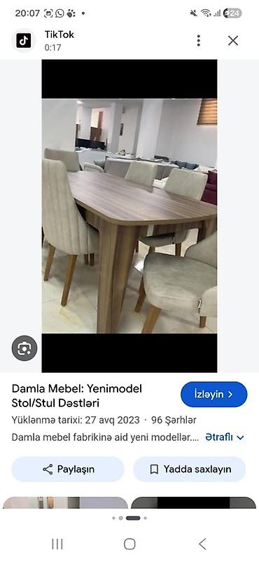 qosa taxt: Damla Mebel – Yeni Model Stol/Stul Dəsti - Müasir dizaynlı yemək — 1