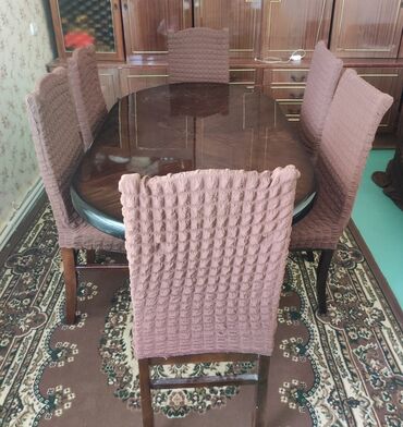 столы стулья: Для гостиной, Б/у, Нераскладной, Овальный стол, 6 стульев