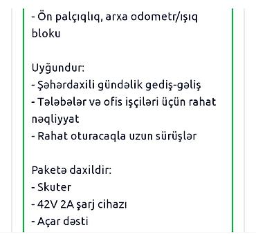 Электротранспорт: Elektrik skuter – oturacaqlı, açarlı və böyük LED displeyli — 6