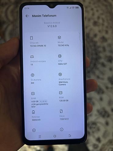 səs kart: Tecno Spark, 128 GB, rəng - Ağ, Face ID — 6