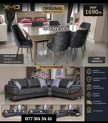 Divan və masa dəstləri: XMD Mebel – “Divan Blok Burjun” dəsti - Original fabrik istehsalı - — 1