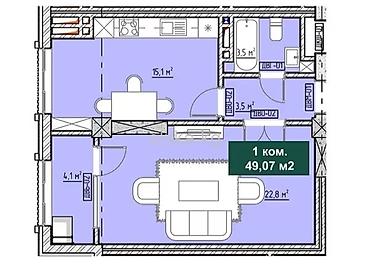квартира черемушка: 1 комната, 43 м², 1000 мелочей Элитка, 14 этаж, ПСО (под самоотделку) — 8