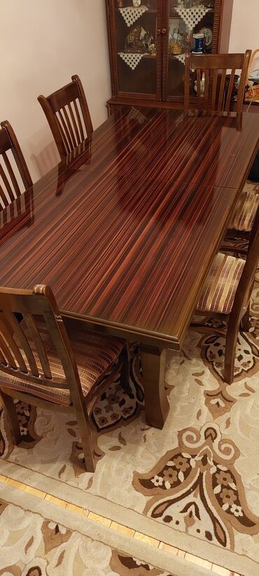 kontakt home mebel stol stul: Qonaq otağı üçün, İşlənmiş, Açılan, Dördbucaq masa, 6 stul, Azərbaycan
