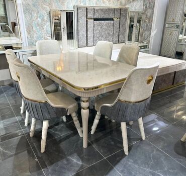Sifarişlə masa və oturacaq dəstləri: Dördbucaq masa, Qonaq otağı üçün, 6 nəfər, Açılmayan, Azərbaycan — 4