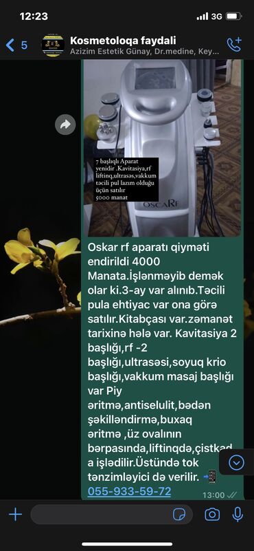 rf lifting: Kavitasiya, RF liftinq, Vakuum massaj, Təlim keçirilir