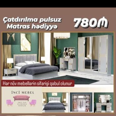 Yataq otağı dəstləri: 2 təknəfərlik çarpayı, Dolab, Termo, Tumba, Azərbaycan, Yeni — 27