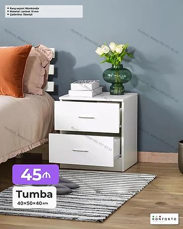 Ev və bağ: Tumba – 40×50×40 sm Müasir dizaynlı, 2 çekmecəli yataq yanı tumbası — 1