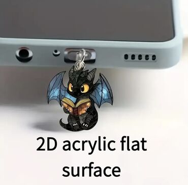 ucuz telefon aksesuarları: Sevimli Qara Dragon - Akrilik 2D iPhone/Android/Type-C Portları üçün