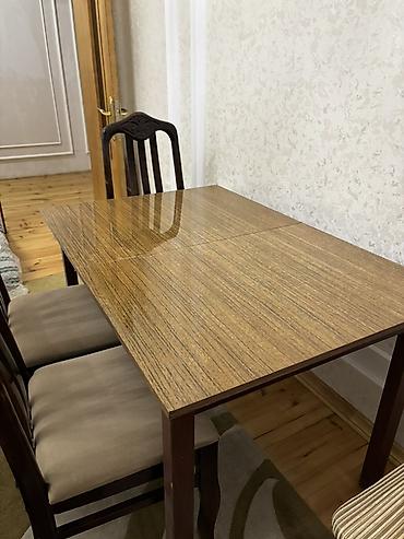 taxta stul stol: Yemək masası və 6 ədəd stul dəsti - Material: masanın üstü ağac — 3