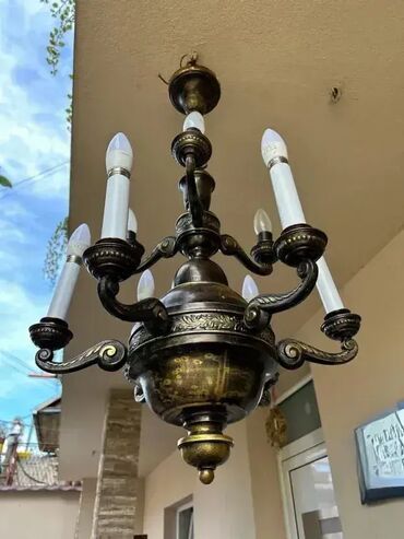 RS - Antique Chandeliers: Stari mesingani luster - 9 sijalica - MOGUĆ PREVOZ U dobrom stanju 💎 — 7