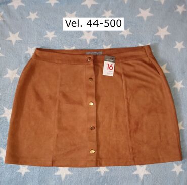 plisirana midi suknja: 2XL (EU 44), Midi, color - Brown