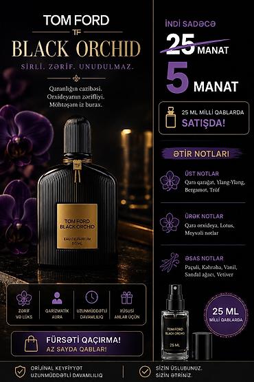 Premium ətirlər – 25 ml milli qablarda 1) Tom Ford Black Orchid – Eau