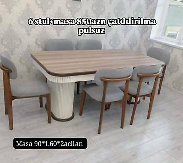 Yemək otağı dəsti – 6 stul + masa • Komplekt: 1 masa və 6 stul •