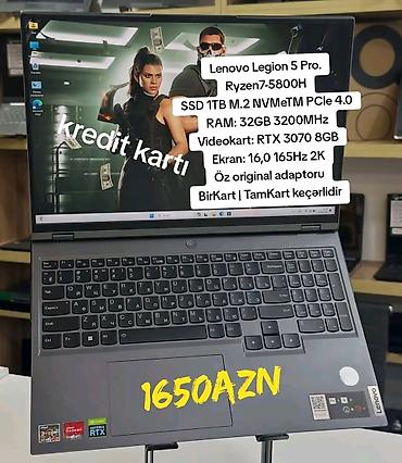 komputer notebook: Lenovo Legion 5 Pro oyun və peşəkar işlər üçün yüksək performanslı — 1