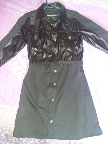 zenska mantil haljina unikat: S (EU 36), bоја - Crna, Drugi stil, Dugih rukava