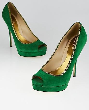 Tuflilər: Tuflilər, Gucci, Ölçü: 35.5, rəng - Yaşıl, İşlənmiş — 2