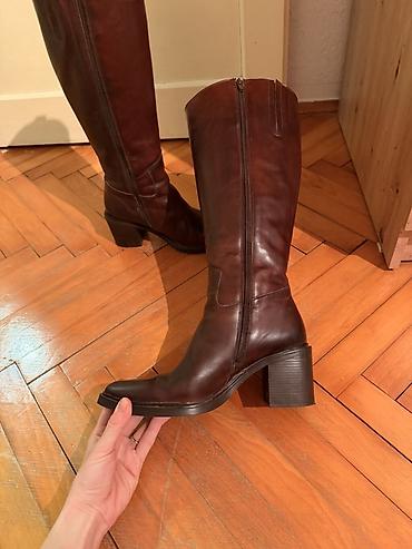 hunter boots srbija: Ženske visoke čizme u tamno braon boji, klasičnog i elegantnog — 9