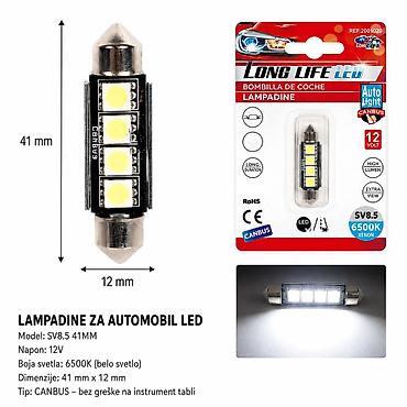 KMT Festoon auto LED sijalica 41 mm, 4 SMD, belo svetlo - Tip/grlo